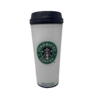 Starbucks 2005 White/Clear Tumbler 16oz. With Classic Green Logo
